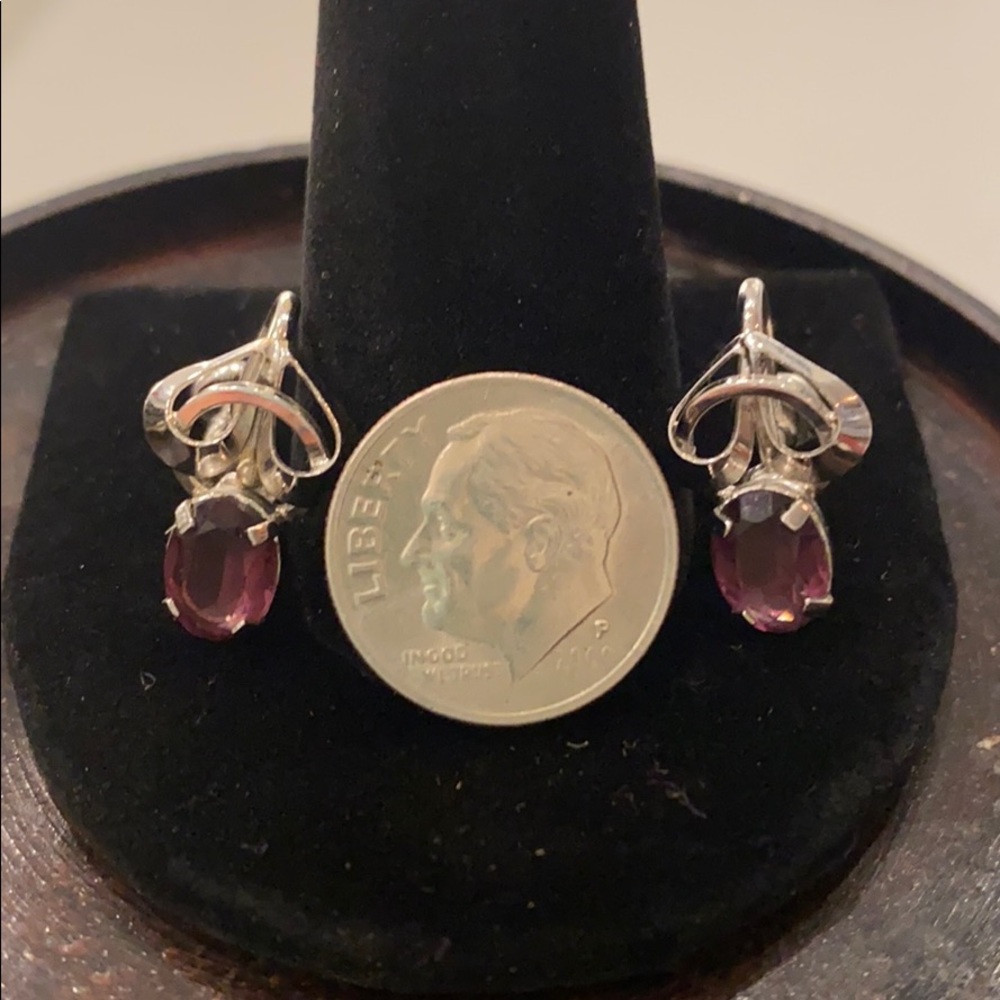 Sterling silver earrings with purple stones